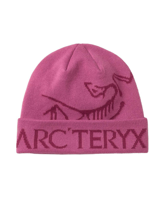 Arc'teryx Bird Word Toque - Rosa stickad mössa med logotyp för sköna dagar på berget.