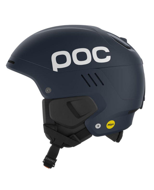 POC Arcus skidhjälm i mörkblå Apatite Navy Matt med Mips och vit POC-logotyp.