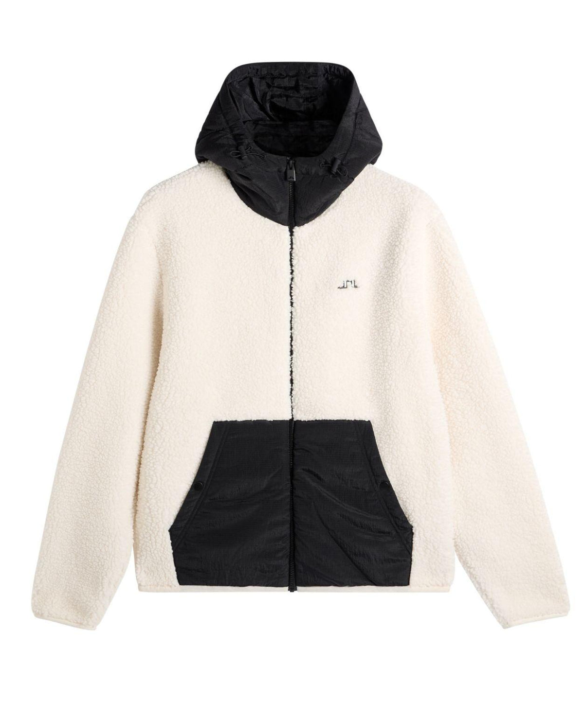 J.Lindeberg Varek Hybrid Zip Hood för herrar i färgen tofu med mörka paneler