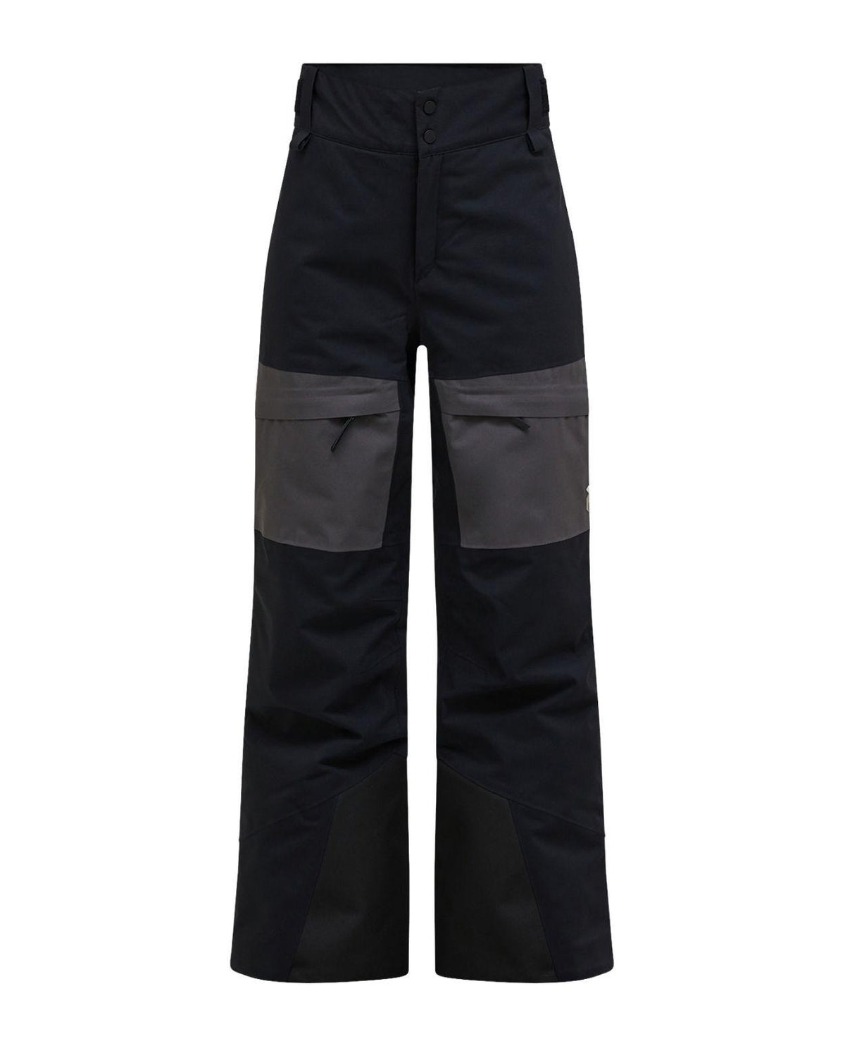 Peak Performance Gravity Insulated Pants Junior i svart och grått, ett par varma och slitstarka skidbyxor för unga skidåkare.