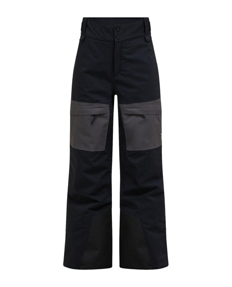 Peak Performance Gravity Insulated Pants Junior i svart och grått, ett par varma och slitstarka skidbyxor för unga skidåkare.