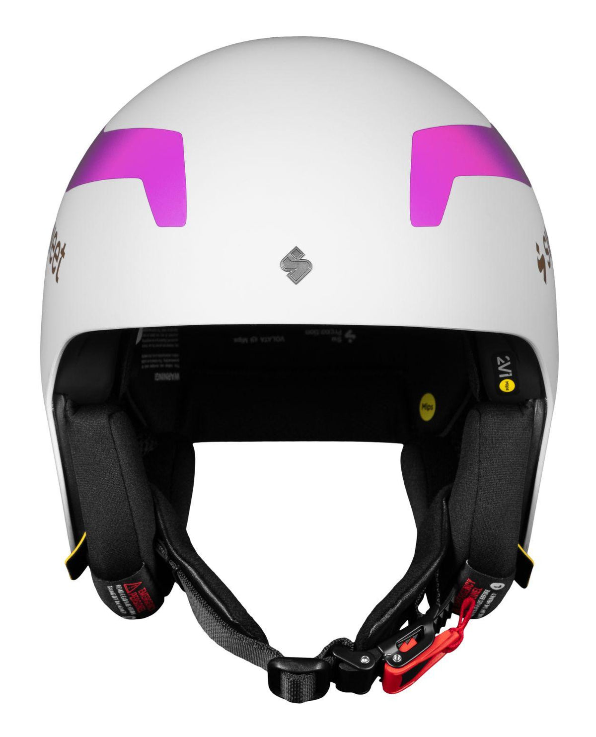 Sweet Protection Volata 2Vi Mips racehjälm i färgställningen Miami Fade sedd framifrån - Alpingaraget