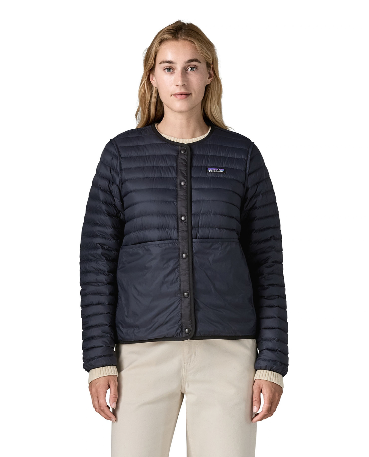Patagonia LW Reversible Down Sweater Cardigan Women - Black - Svart mellanlager dam - Alpingaraget