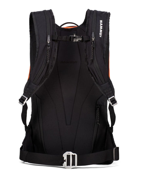 Mammut Haldigrat 22 E2 Airbag M svart lavinryggsäck visad bakifrån med bärsystem.