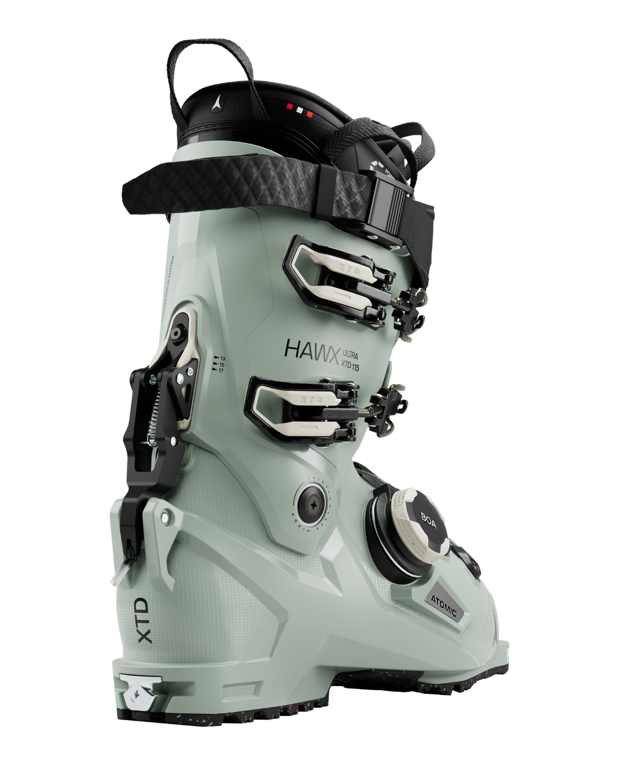 Atomic Hawx Ultra XTD 115 BOA i sage-grönt, teknisk toppturspjäxa för damer med BOA-system - Alpingaraget.