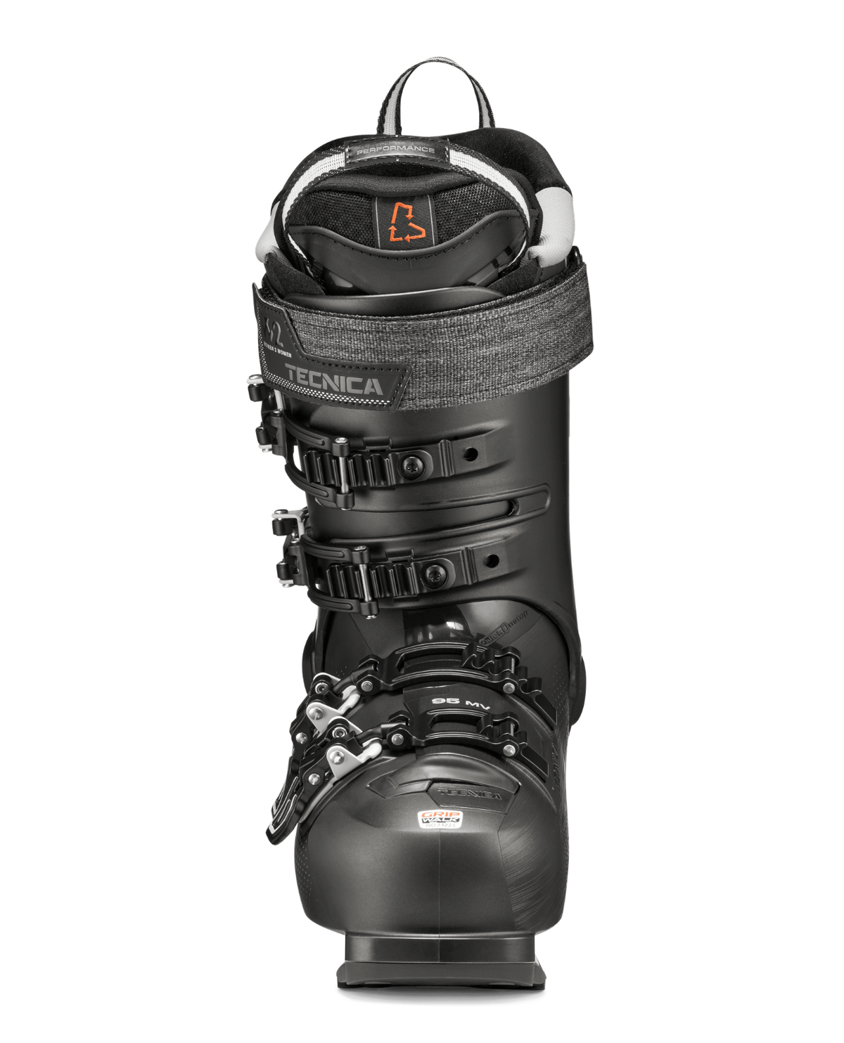 Tecnica Mach1 MV 95 TD2 Women - Svart alpinpjäxa sett framifrån