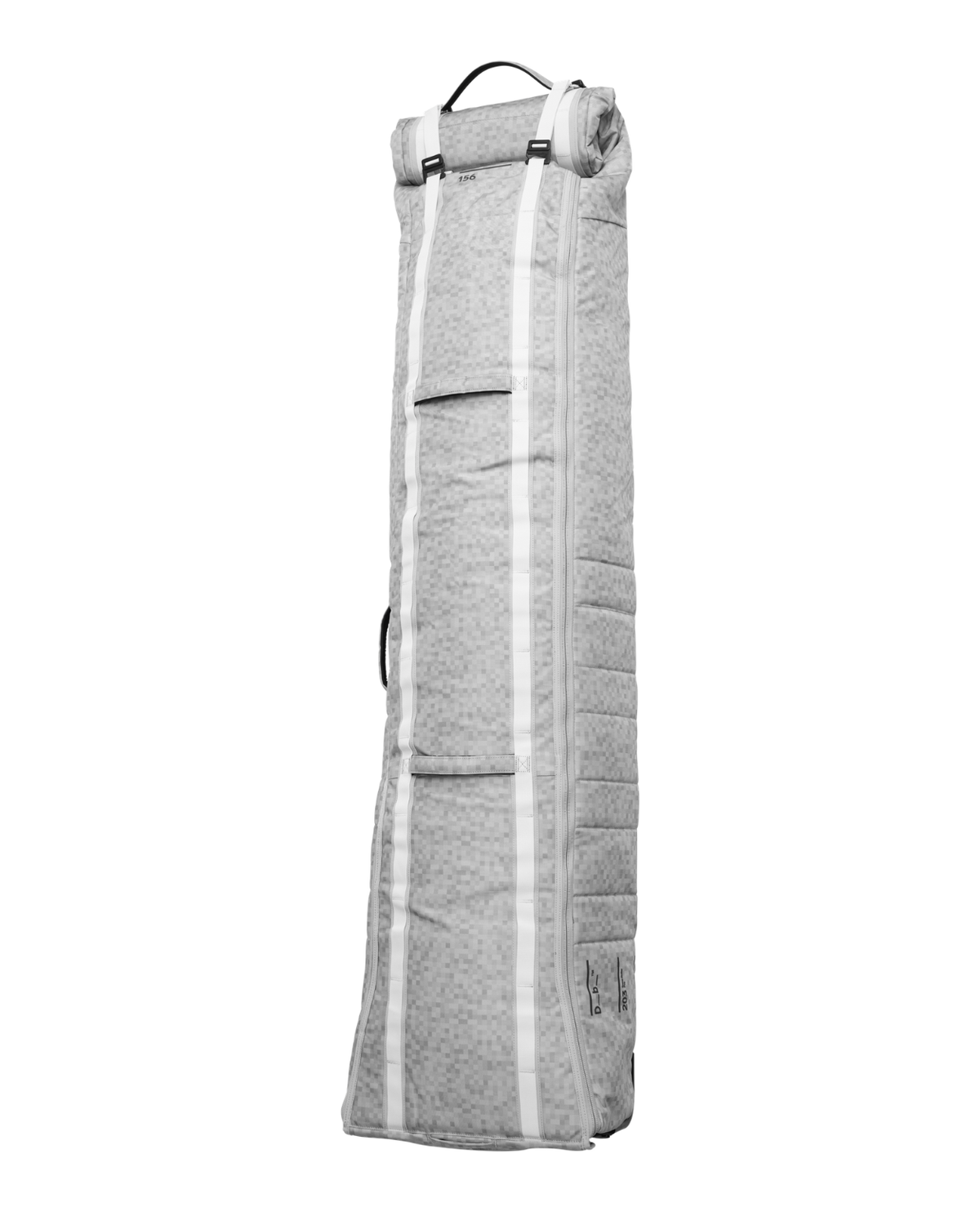 D_b_ Snow Roller Pro 127L skidfodral i vitt White Noise-mönster stående mot vit bakgrund
