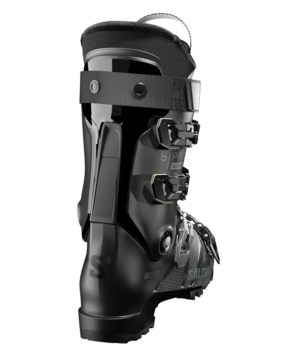Salomon S/Pro Alpha 80 T Junior - Svart juniorpjäxa i bakifrån
