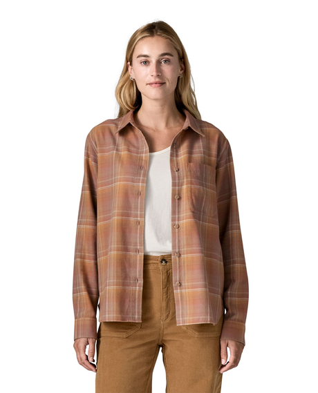Patagonia LW Fjord Flannel Shirt Women i färg Ice Fall Moonrise Taupe dammodell