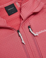 Peak Performance Trail Polartec Zip Hood Women i färg Mountain Blush - Detaljbild på krage och bröstficka