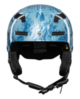 Sweet Protection Trooper 2Vi SL Mips Helmet x Timon i blått ismönster, teknisk racinghjälm sedd bakifrån.