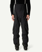 Houdini Rollercoaster Bib Pants II i svart med hängslen för herrar framifrån.