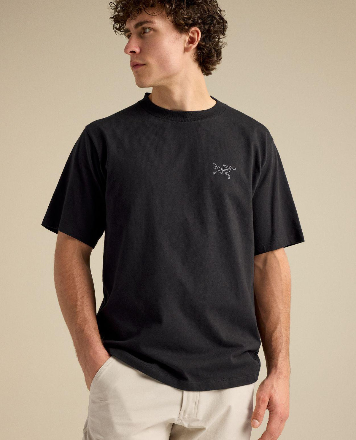 Arc'teryx Kragg Cotton Emblem Crew SS Men - Svart t-shirt för herrar med broderad logo