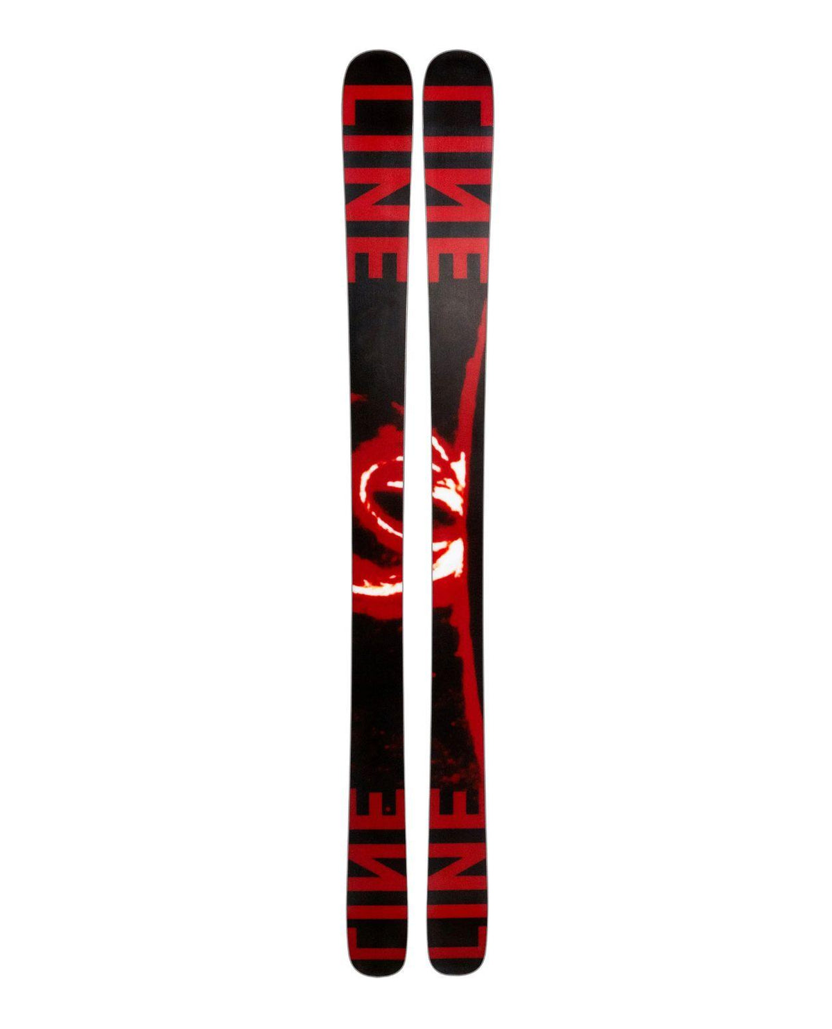 Line Blend 26/27 parkskidor i svart och rött med symmetrisk design och stor LINE-logotyp.