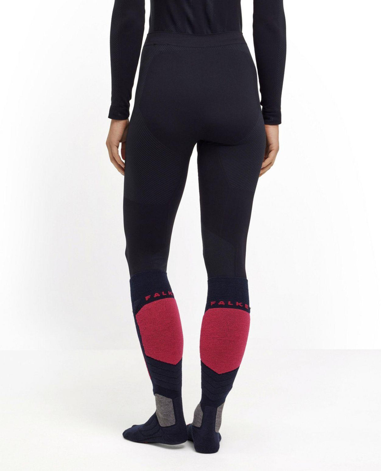 Falke Warm Long Tights Women - Svart underställstights för damer bakifrån.