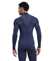 Falke Wool-Tech Longsleeve Zip Men i färgen Space Blue, bakifrån.