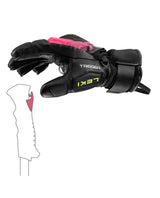 Leki WCR Pro TR Junior racinghandske i svart och neonrosa med integrerat Trigger-system för alpina tävlingsåkare.