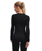 Falke Wool-Tech Light Longsleeved Shirt dam i svart sett bakifrån.