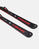 Head Supershape e-Rally pistskidor i svart och röd design med förmonterade bindningar.