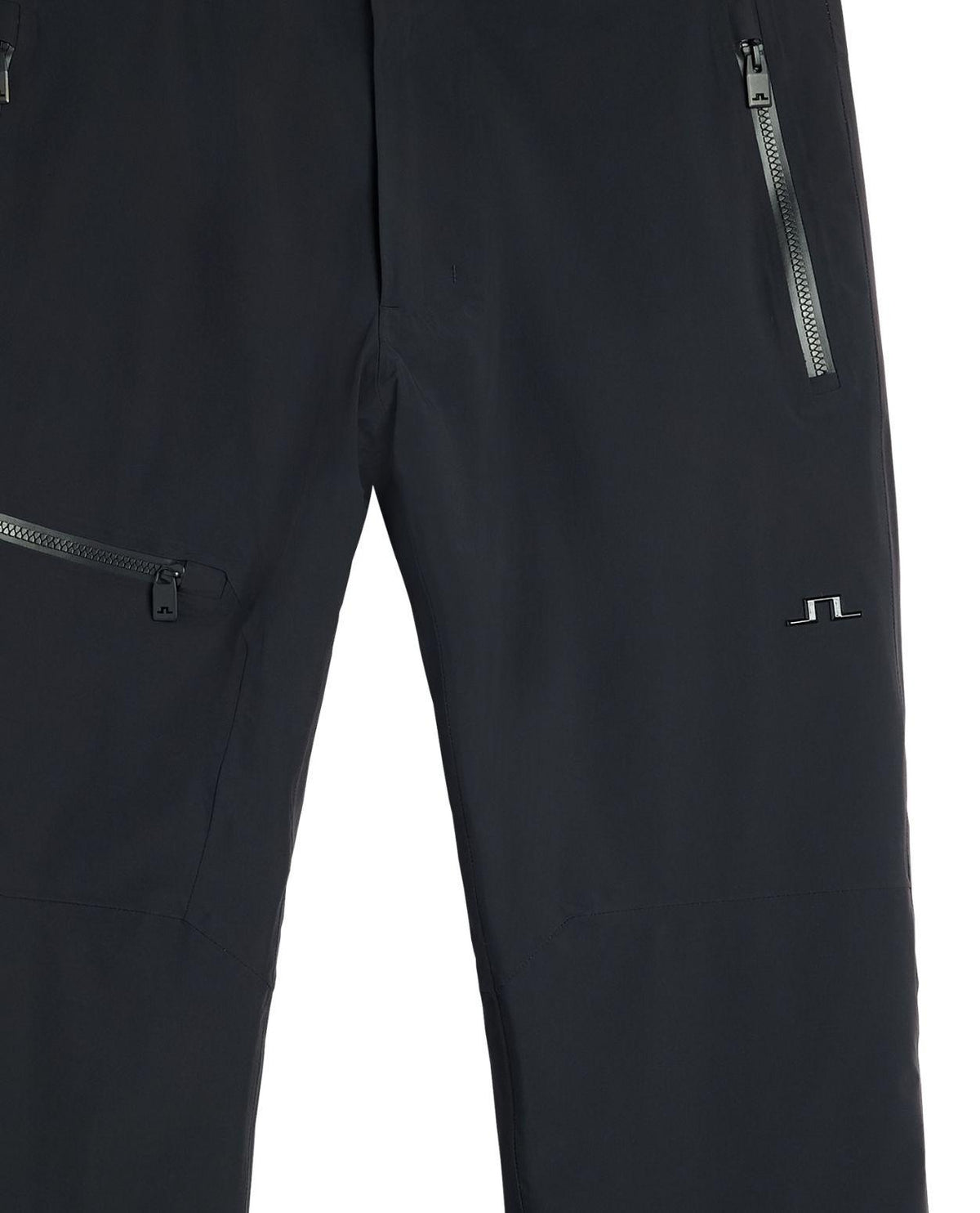 J.Lindeberg Crue Suspender Pant Men - Detaljbild på svarta skidbyxor med dragkedjor