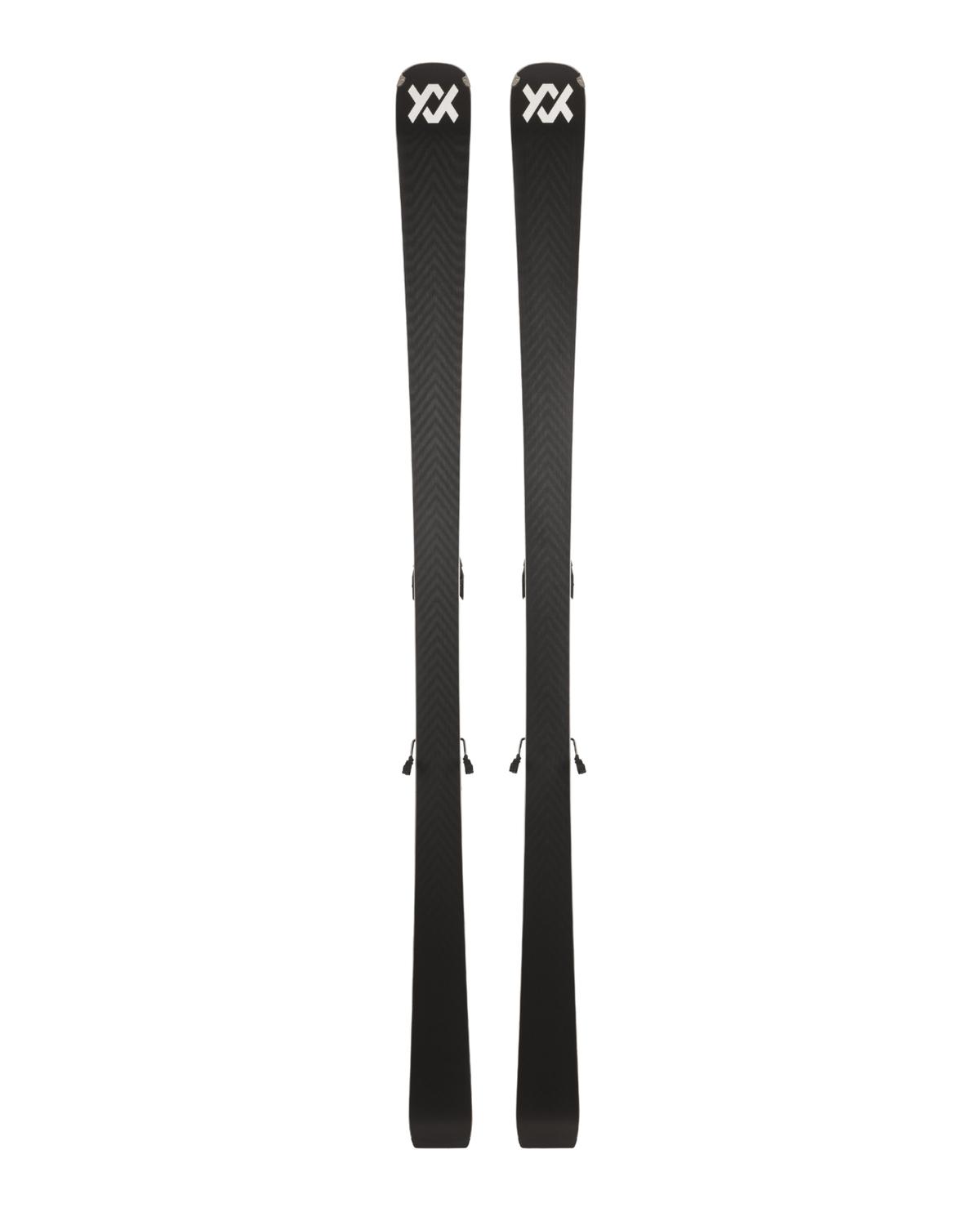 Völkl Peregrine 72 pistskidor i en snygg svart design som visar skidorna framifrån.