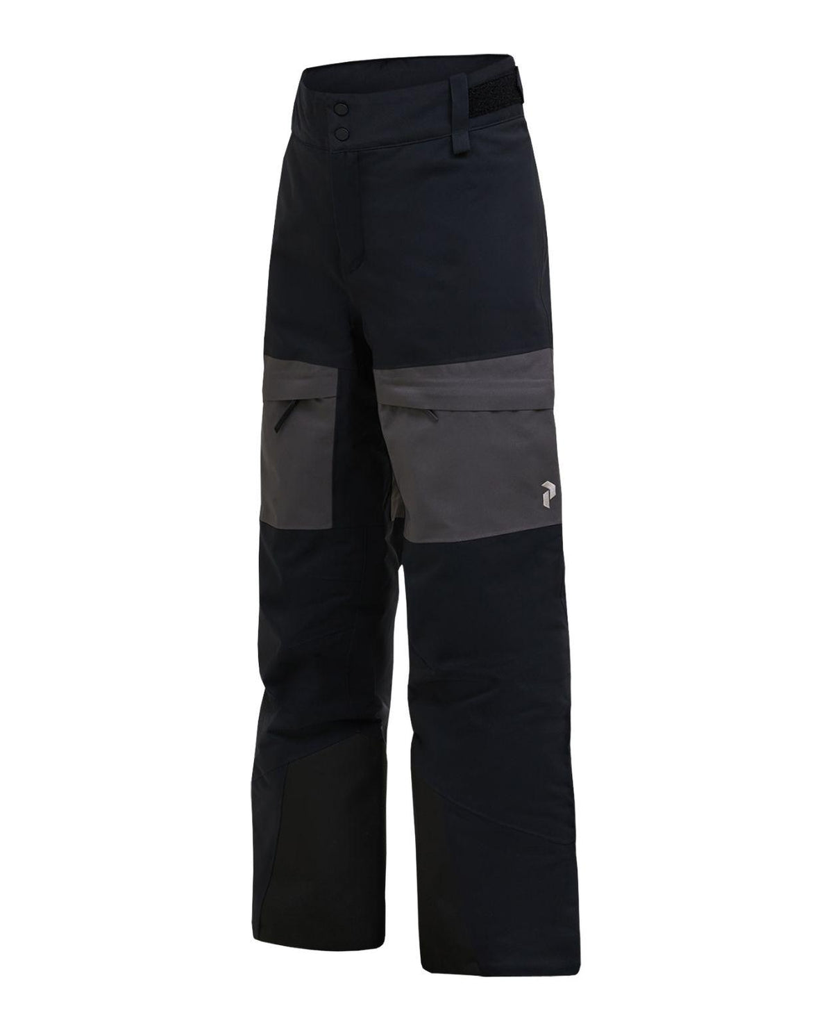 Peak Performance Gravity Insulated Pants Junior i svart och motion grey.