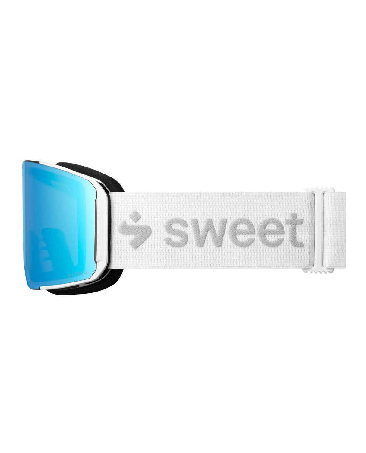 Vita Sweet Protection Boondock II M RIG Reflect skidglasögon med blå RIG Aquamarine-lins sedda i profil.