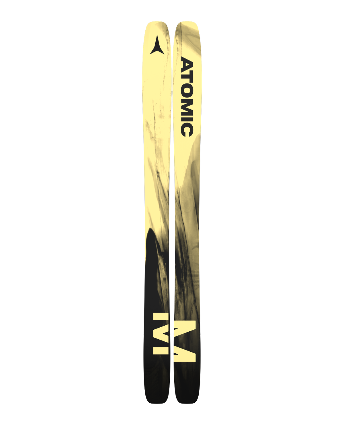 Atomic Maverick 115 CTI 26/27 freerideskidor i gul och svart design för djupsnö och stora linjer.