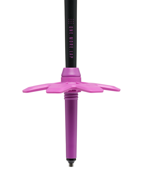 Black Diamond Expedition Ski Poles Piton Purple lila teleskopstavars truga och spets i närbild.