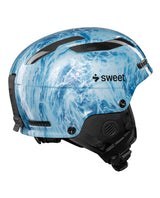 Sweet Protection Trooper 2Vi SL Mips skidhjälm i blåvitt marmorerat mönster med svarta detaljer.