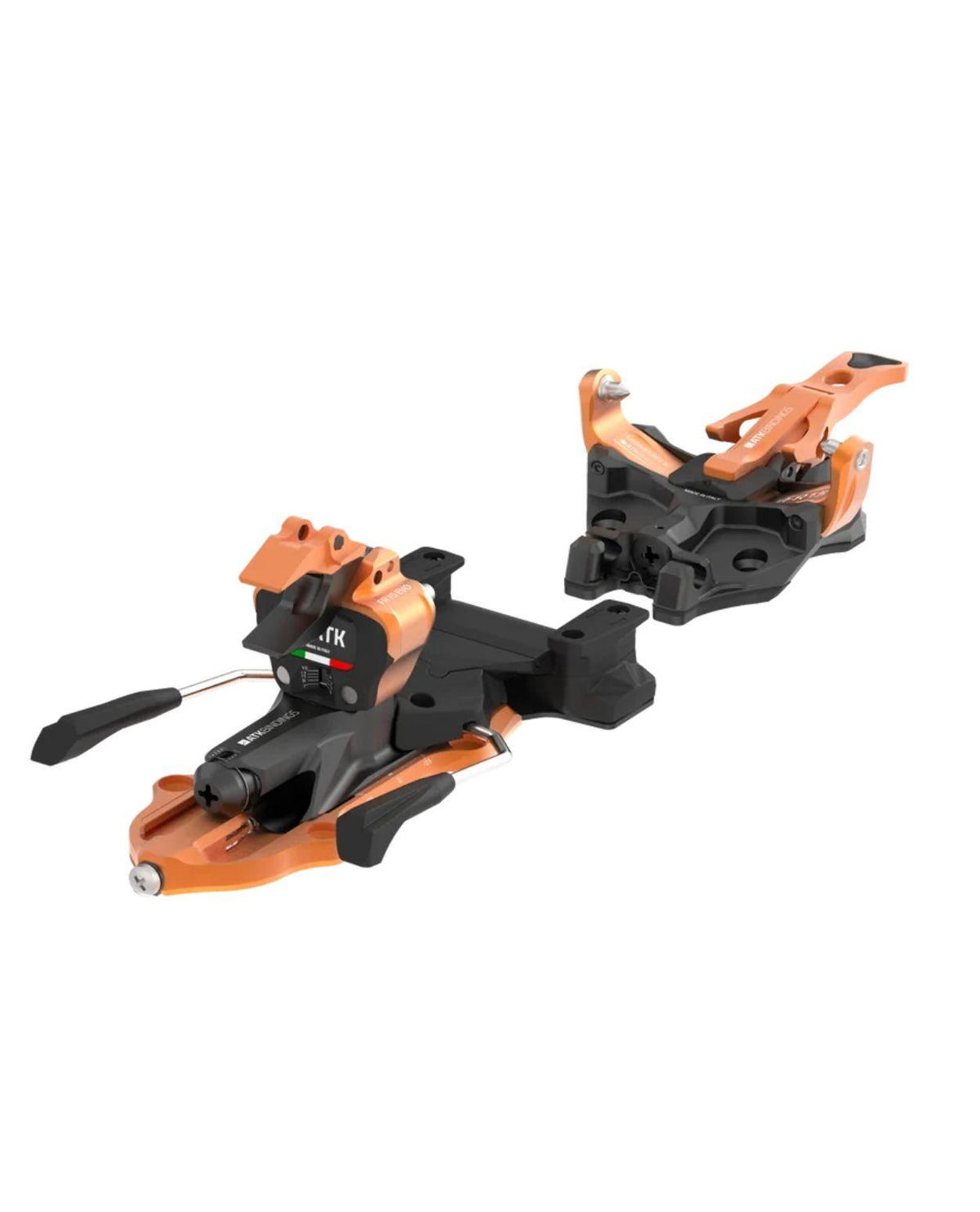 ATK Freeraider 15 EVO orange topptursbindning väger 370 g och passar för friåkning på bredare skidor.