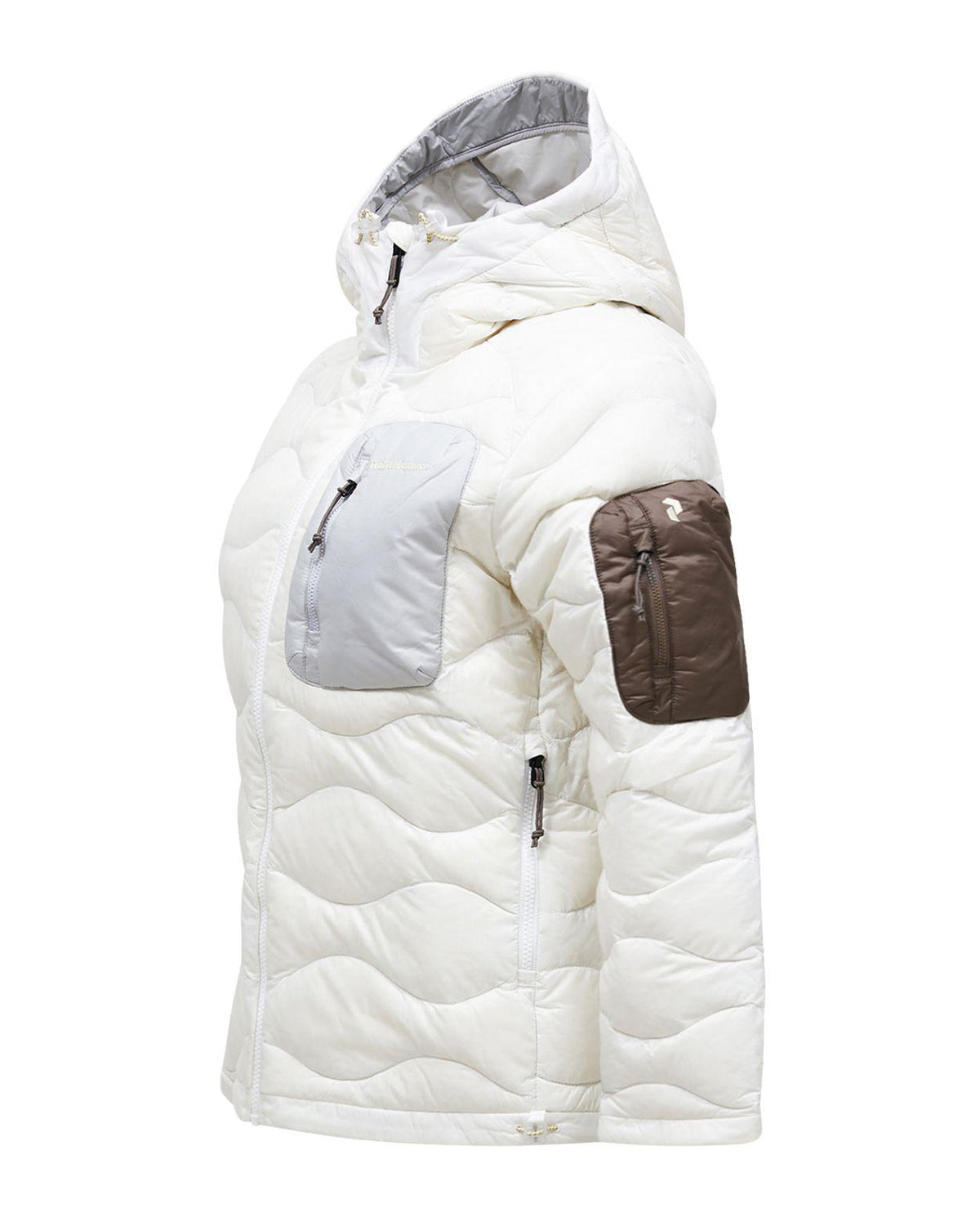 Peak Performance Helium Utility Down Hood Jacket Women Offwhite/Antarctica - sidovy
