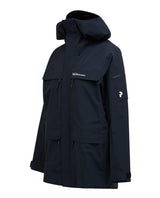 Peak Performance 40Y R&D Long Gore-Tex Shell Jacket Men i svart, visad i sidovinkel.