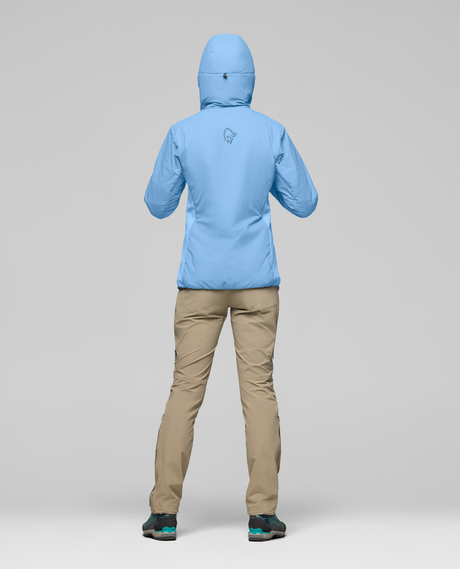 Norrøna Femund thermo60 Zip Hood Women i färg Allure blå, bakifrån.