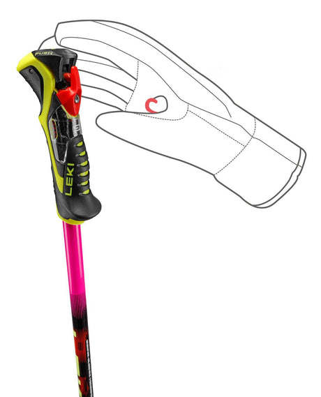 Leki Venom SL TR racingstav i neonrosa med uppdaterat Trigger-handtag för tävlingsåkarens optimala kontroll.