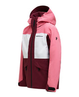 Peak Performance Gravity Insulated Jacket Junior i färgerna Mountain Blush och Antarctica för juniorer.