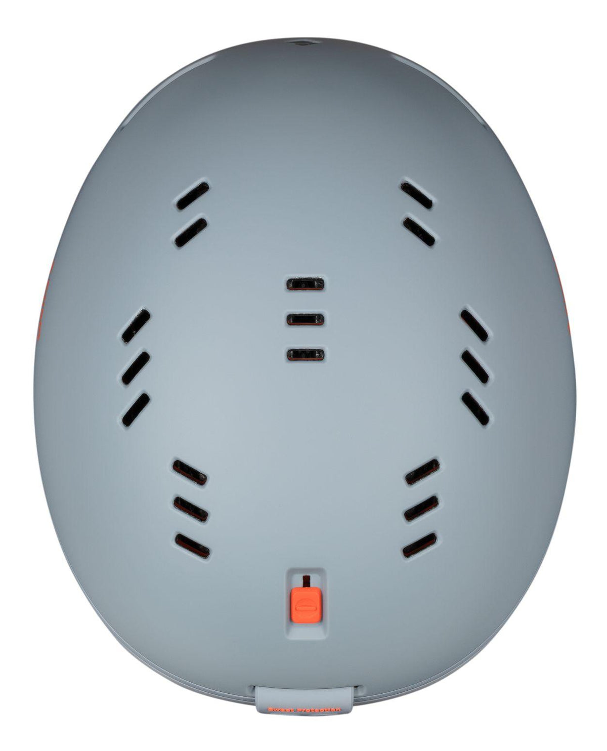 Sweet Protection Adapter Mips skidhjälm i färgen Platinum Grey sedd ovanifrån med fokus på ventilation.