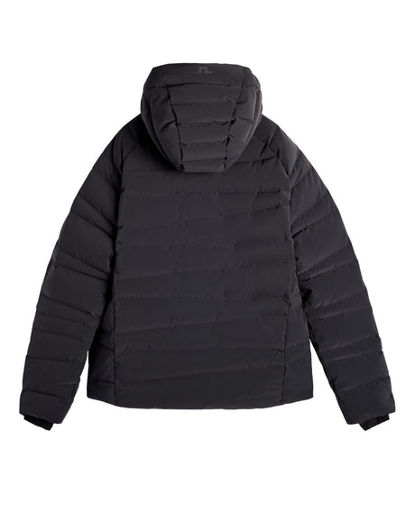 J.Lindeberg Thornton Down Jacket Men - Svart skidjacka visad bakifrån med huva.