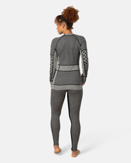 Kari Traa Smekker High Waist Pants och matchande överdel i svart merinoull sedda bakifrån.