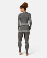 Kari Traa Smekker Long Sleeve i svart, visad bakifrån på modell iklädd matchande underställsbyxor med jacquardmönster.