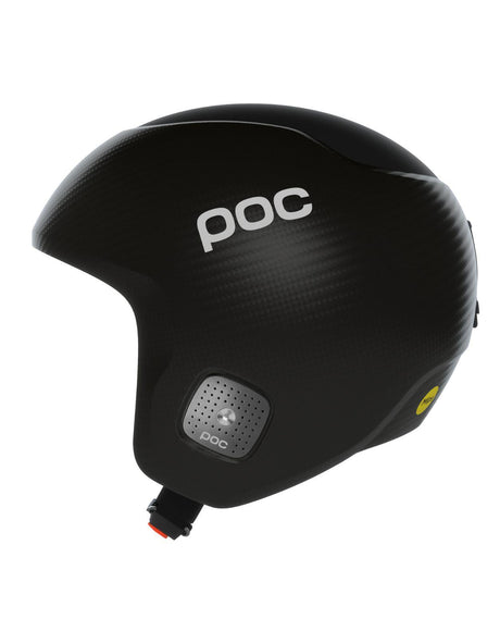 POC Super Skull skidhjälm i kolfiber och färgen Carbon/Uranium Black från sidovyn.