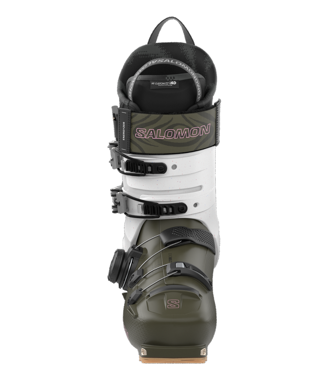 Salomon Shift Alpha BOA 130 grön alpinpjäxa framifrån med BOA-system