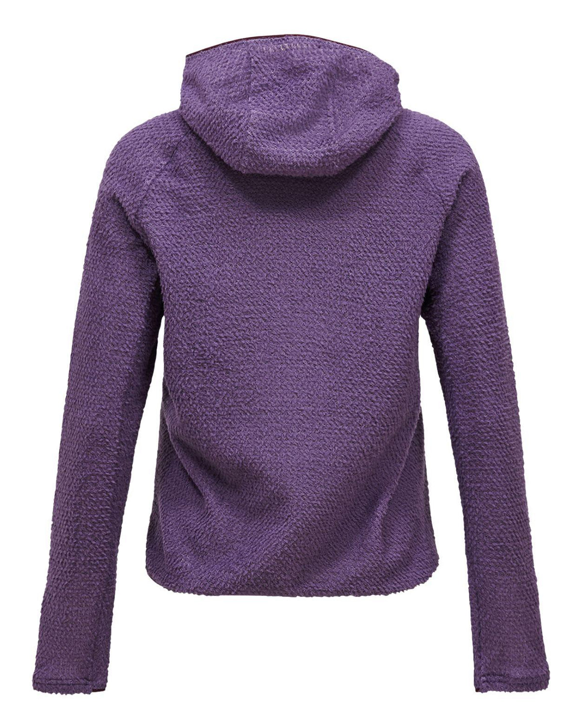 Peak Performance Freelight Alpha Hood damjacka i lila färg bakifrån med huva.