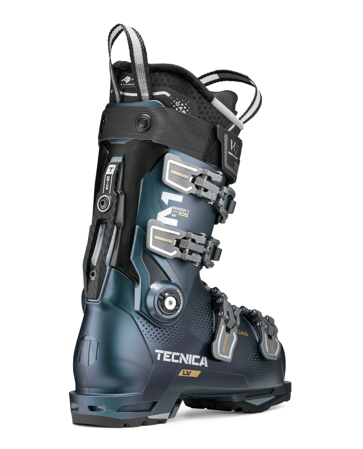 Tecnica Mach1 LV 105 TD2 Women dam-alpinpjäxa i grön färg bakifrån