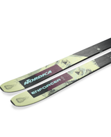 Nordica Enforcer 104 26/27 freerideskidor i lila och lime med topgrafik och varumärkets logotyp.