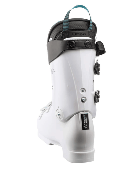 Vit Head Raptor WCR 2 RV racepjäxa sedd bakifrån, optimerad för precision och professionell racing.