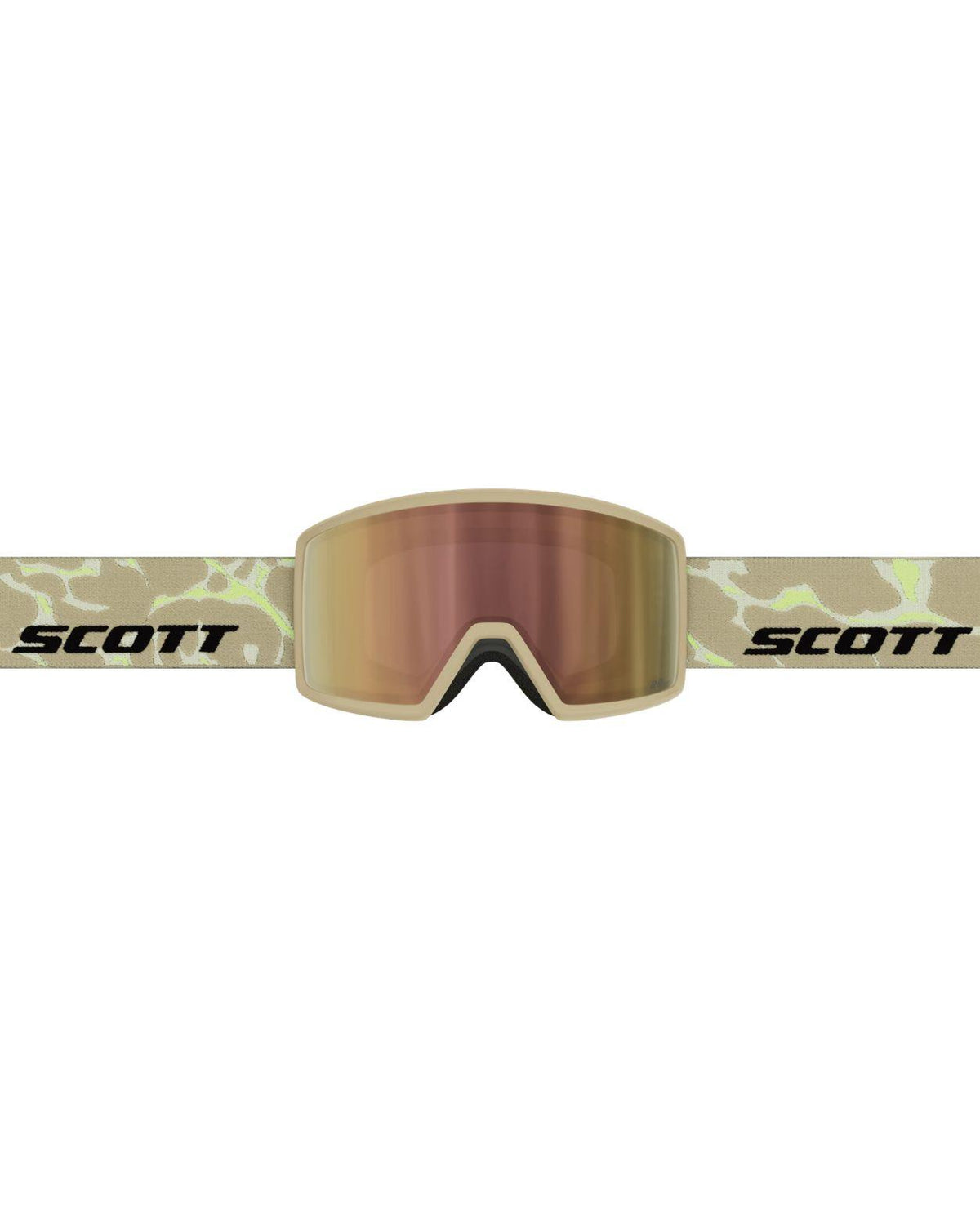 Scott Goggle Neo LS i Mojave Beige med Cinnamon Chrome-lins och mönstrat band för alpina skidåkare.