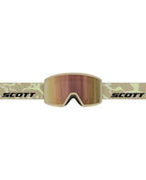 Scott Goggle Neo LS i Mojave Beige med Cinnamon Chrome-lins och mönstrat band för alpina skidåkare.