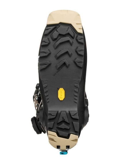 Undersidan på toppturspjäxan Scarpa F1 RS med Vibram-gummisula som ger bra grepp.