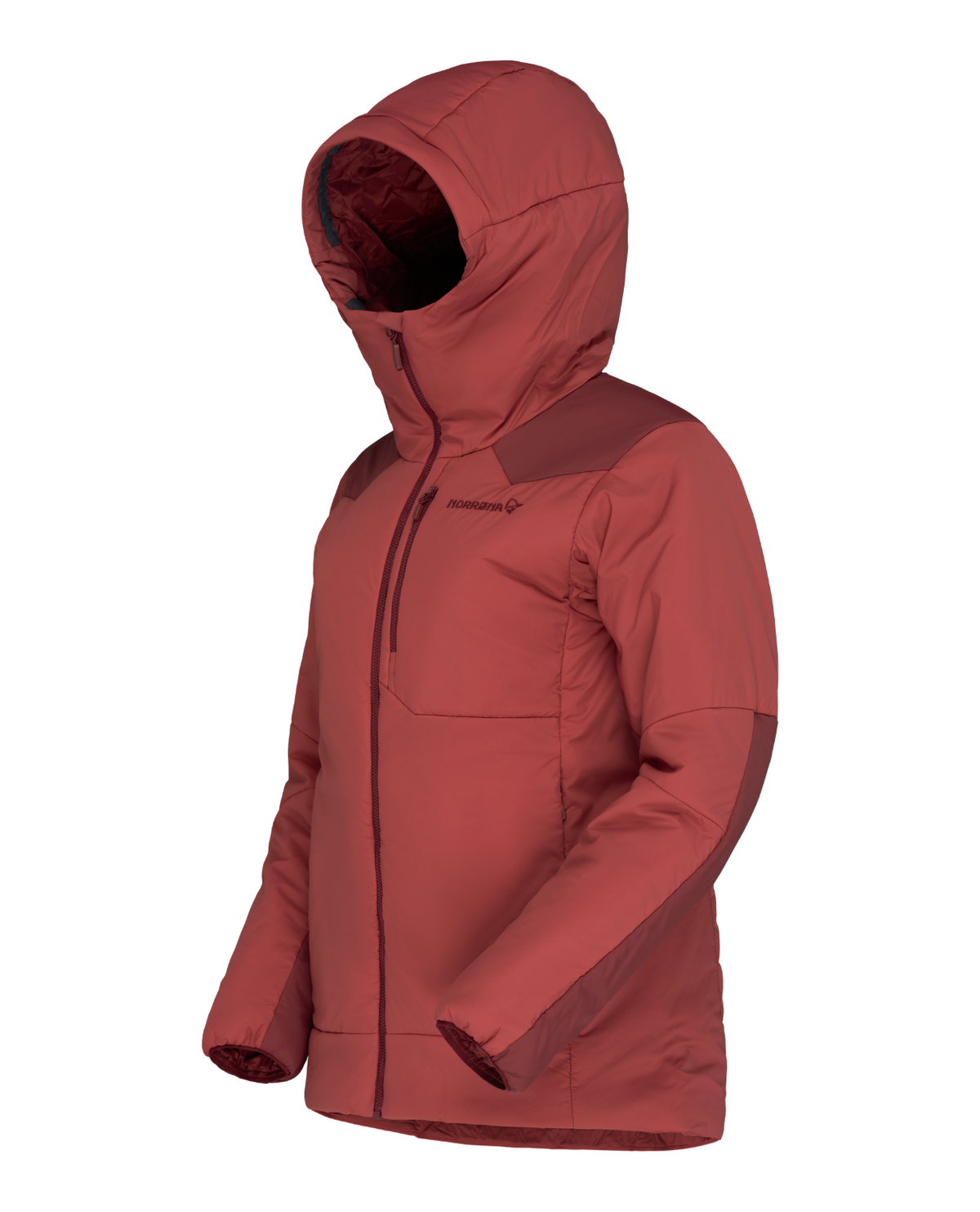 Norrøna Tamok thermo80 Zip Hood Women - Cowhide/Port vinröd damjacka med huva